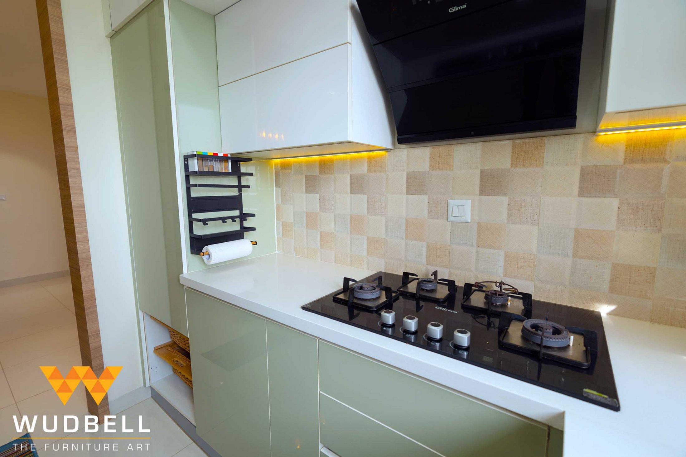 LED downlights compliment the modular kitchen