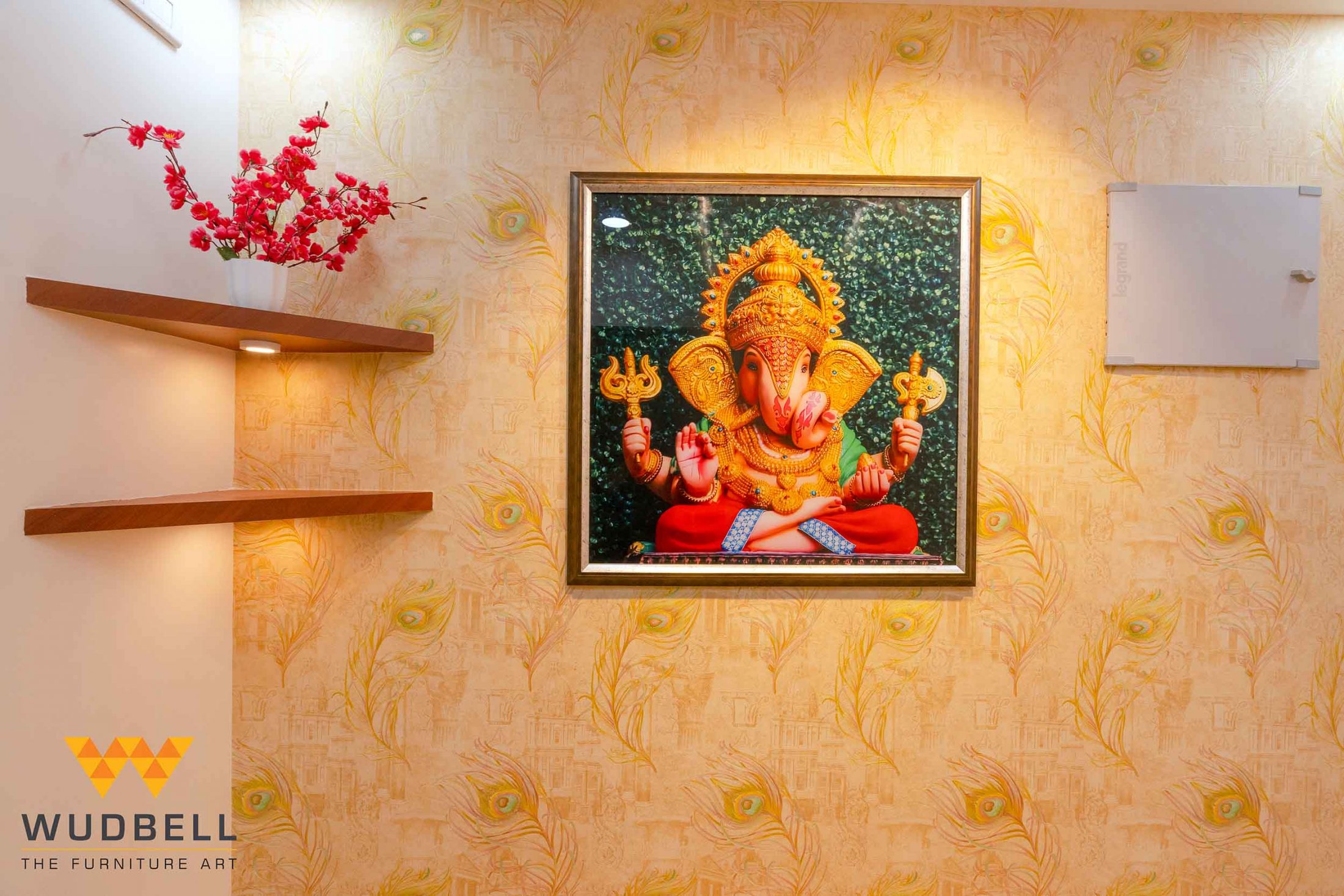 Majestic Ganesha frame alongside illuminated ledges
