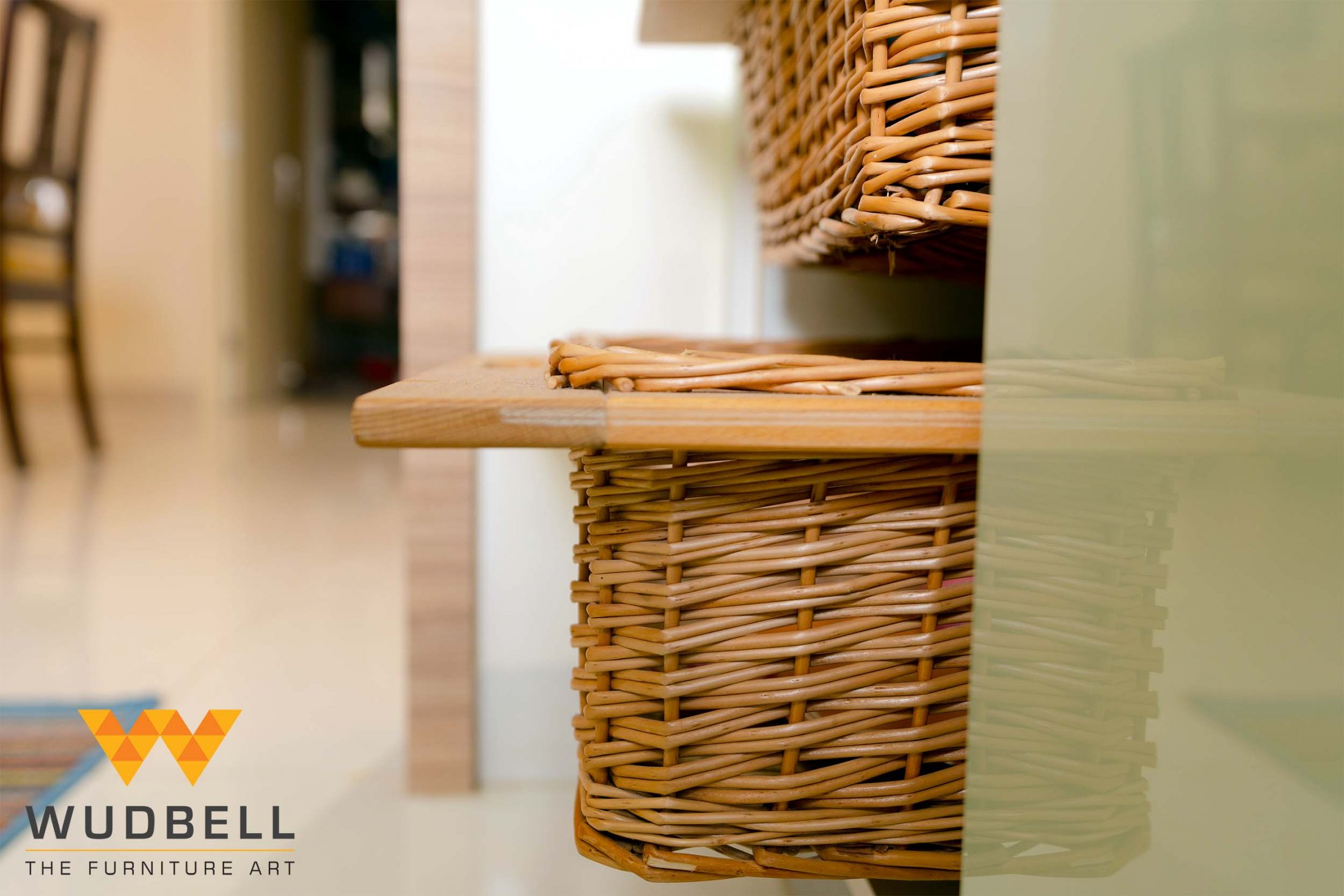 Stylish woven basket shaped drawers for maximum storage