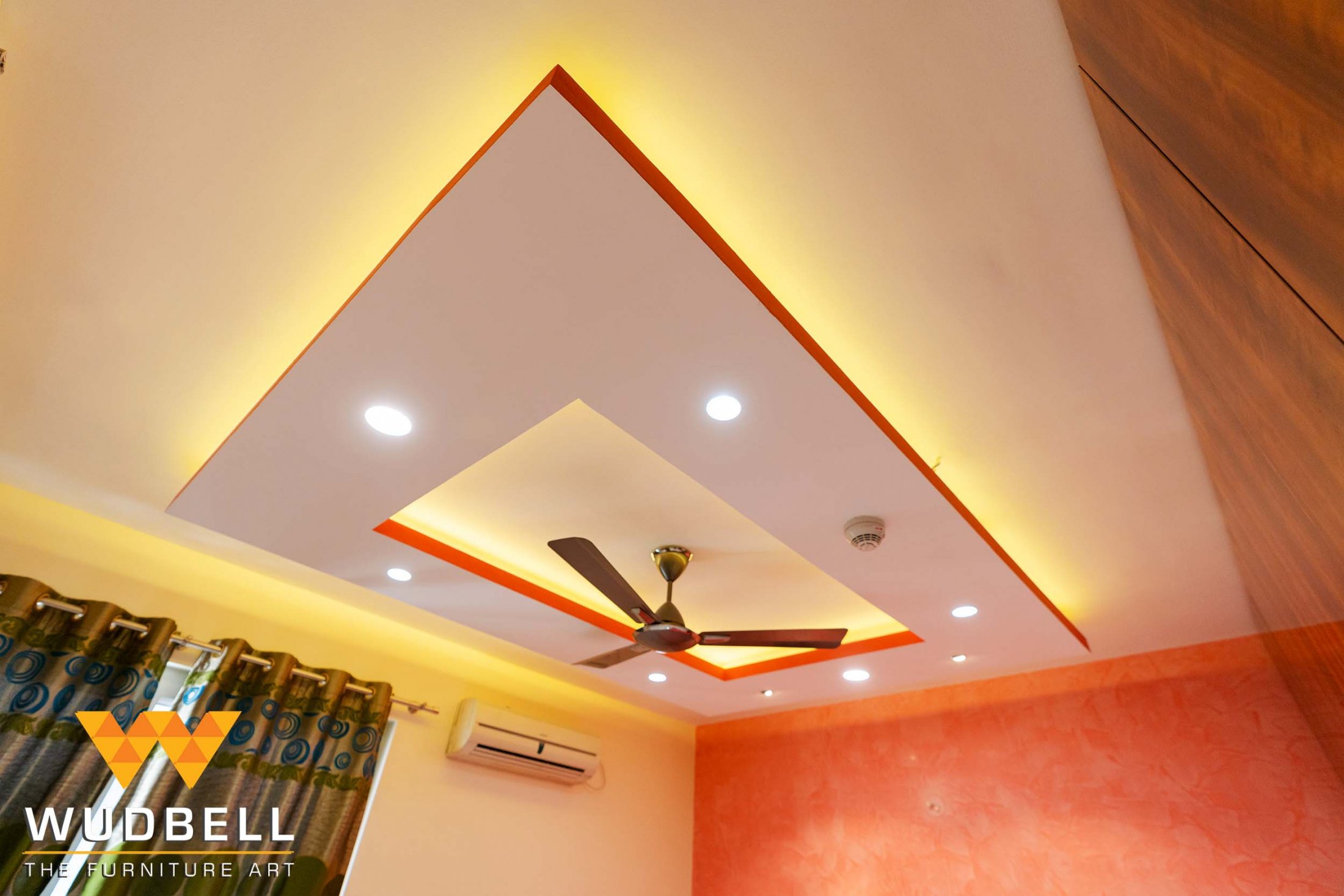 The False ceiling with LED indirect lighting