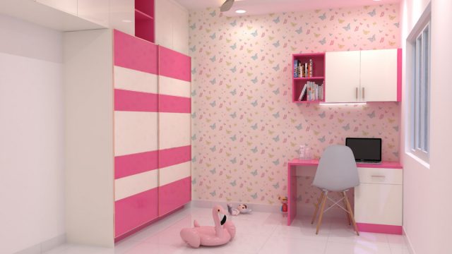 pink laminated sliding wardrobe 